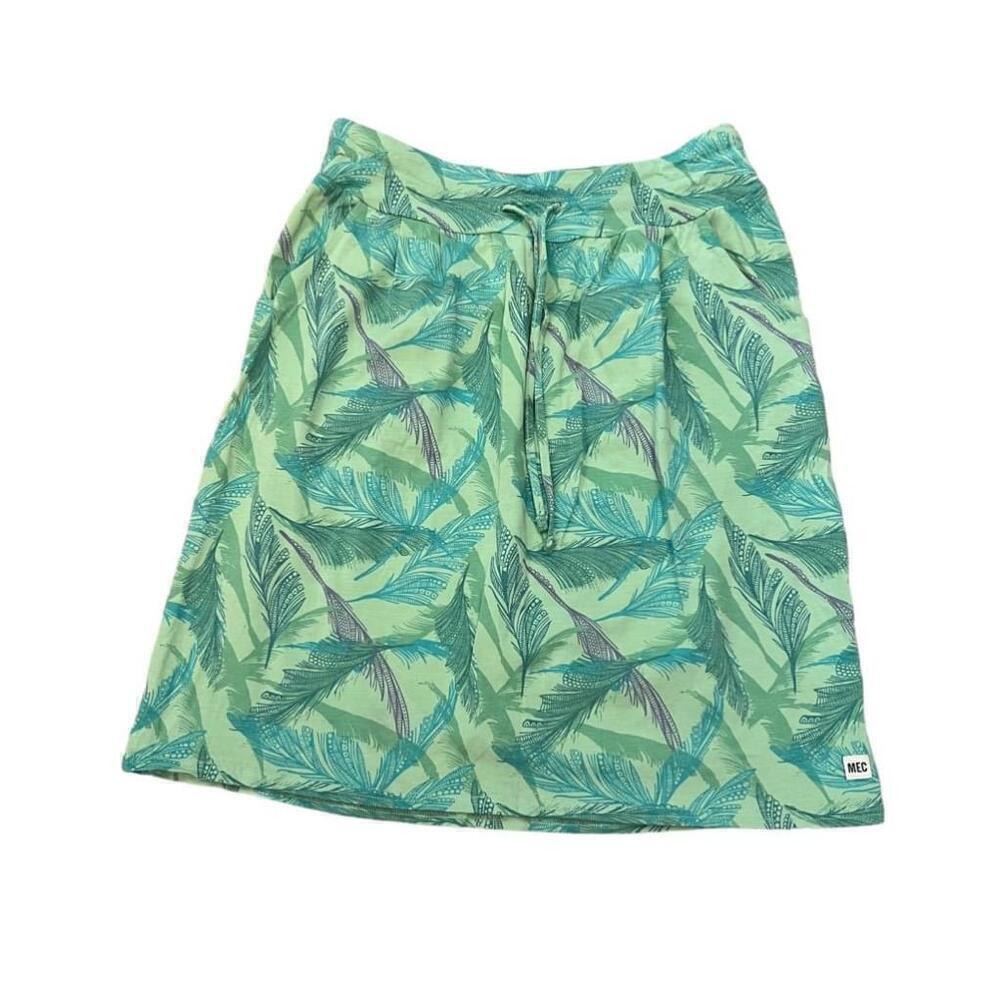 MEC Green Printed Lightweight Mid Length High Waist Drawstring Skirt XS